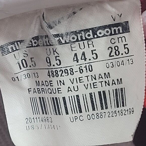 Nike Air Force 1 2013 Men's Red & White Sneakers 488298-610 US Size 10.5 - Picture 9 of 9